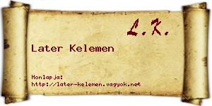 Later Kelemen névjegykártya